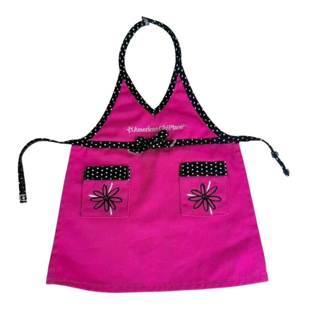 American Girl Place Baking Apron Grace Blaire Polka Dot Bow Pink Doll Accessory